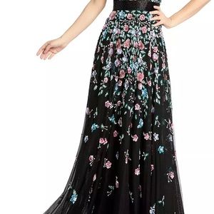 MAC DUGGAL Dress 'FLORAL EMBROIDERED' Black 4-